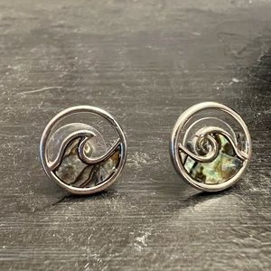 Wave earring studs, surgical steel posts